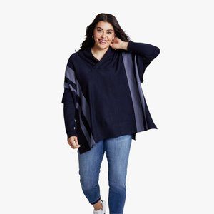 Meri Skye Willow Striped poncho sweater